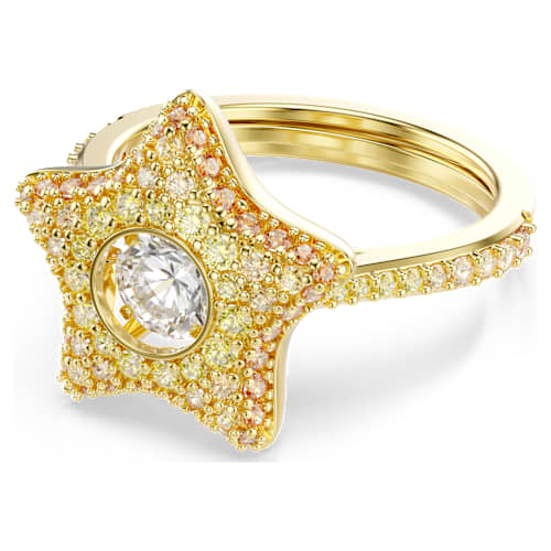 Sublima ring — Round cut, Star, Multicoloured, 18K gold finish
