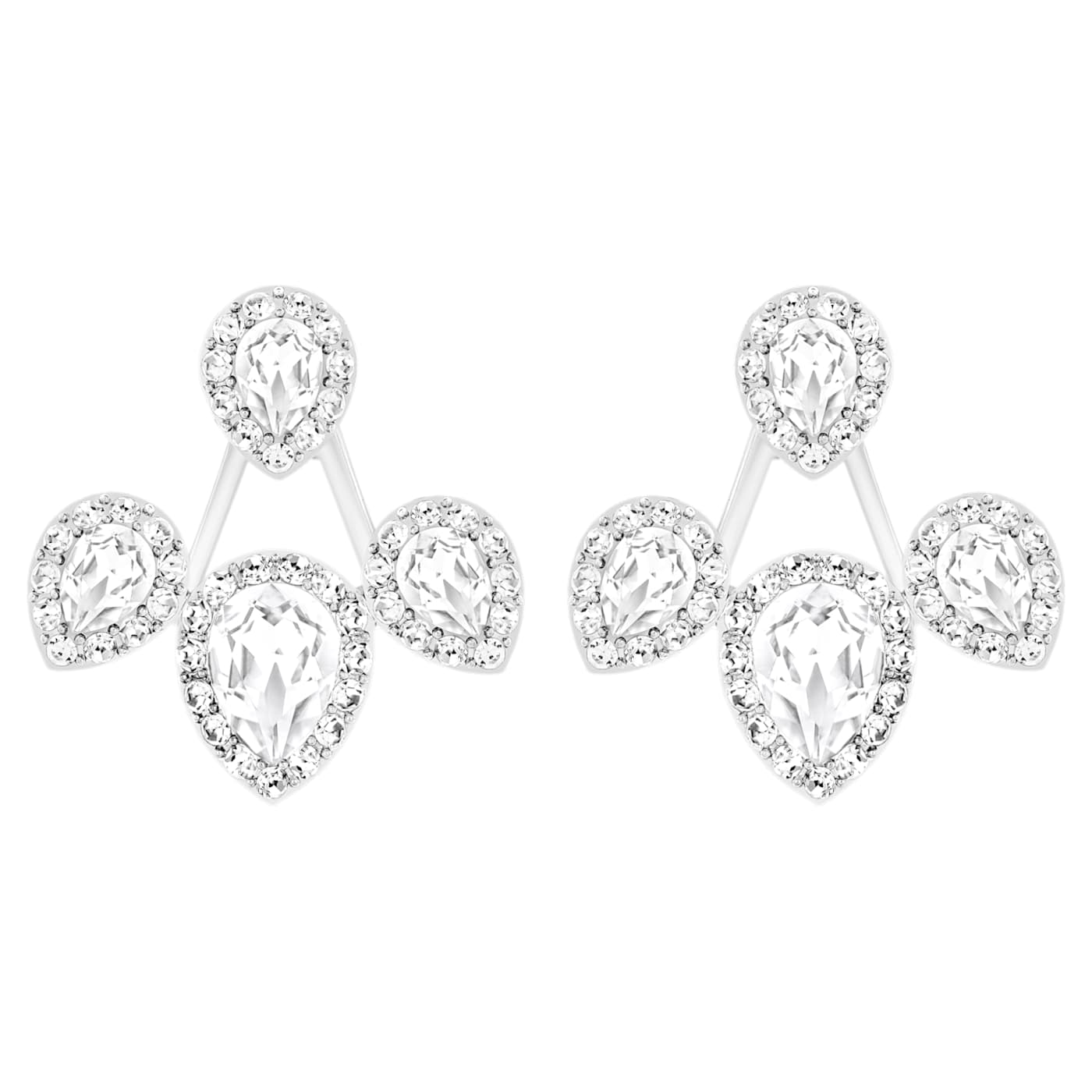 Laina 穿孔耳環花托, 白色, 鍍白金色 - Swarovski, 5528494