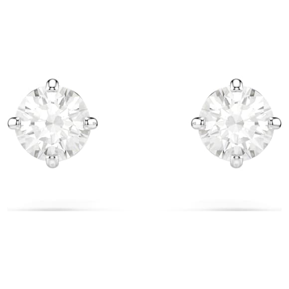 Stilla Attract stud earrings, Round cut, White, Rhodium plated