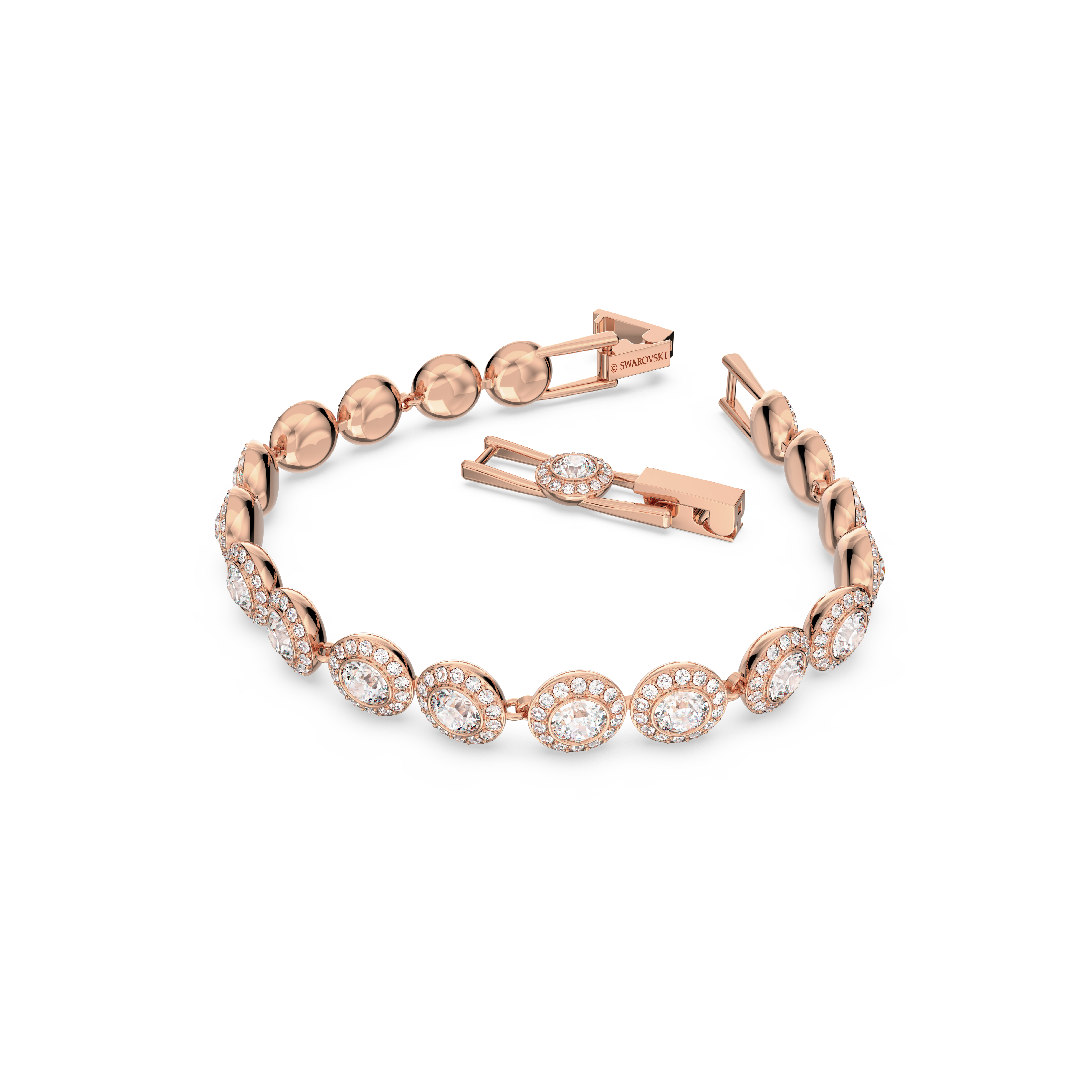 Angelic bracelet, Round cut, Pavé, Medium, White, Rose gold-tone plated by SWAROVSKI