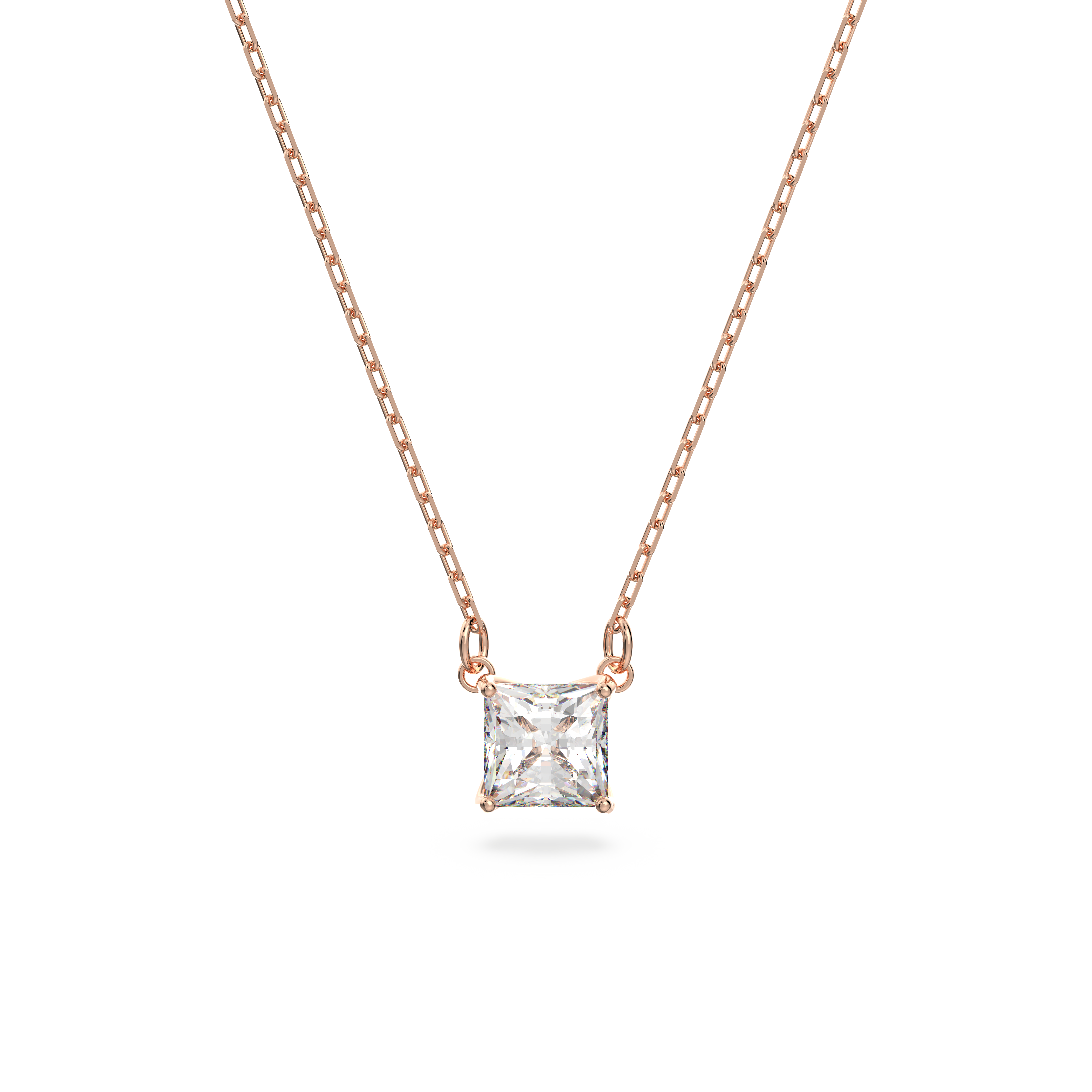 Attract necklace, Square cut, White, Rose gold-tone plated by SWAROVSKI