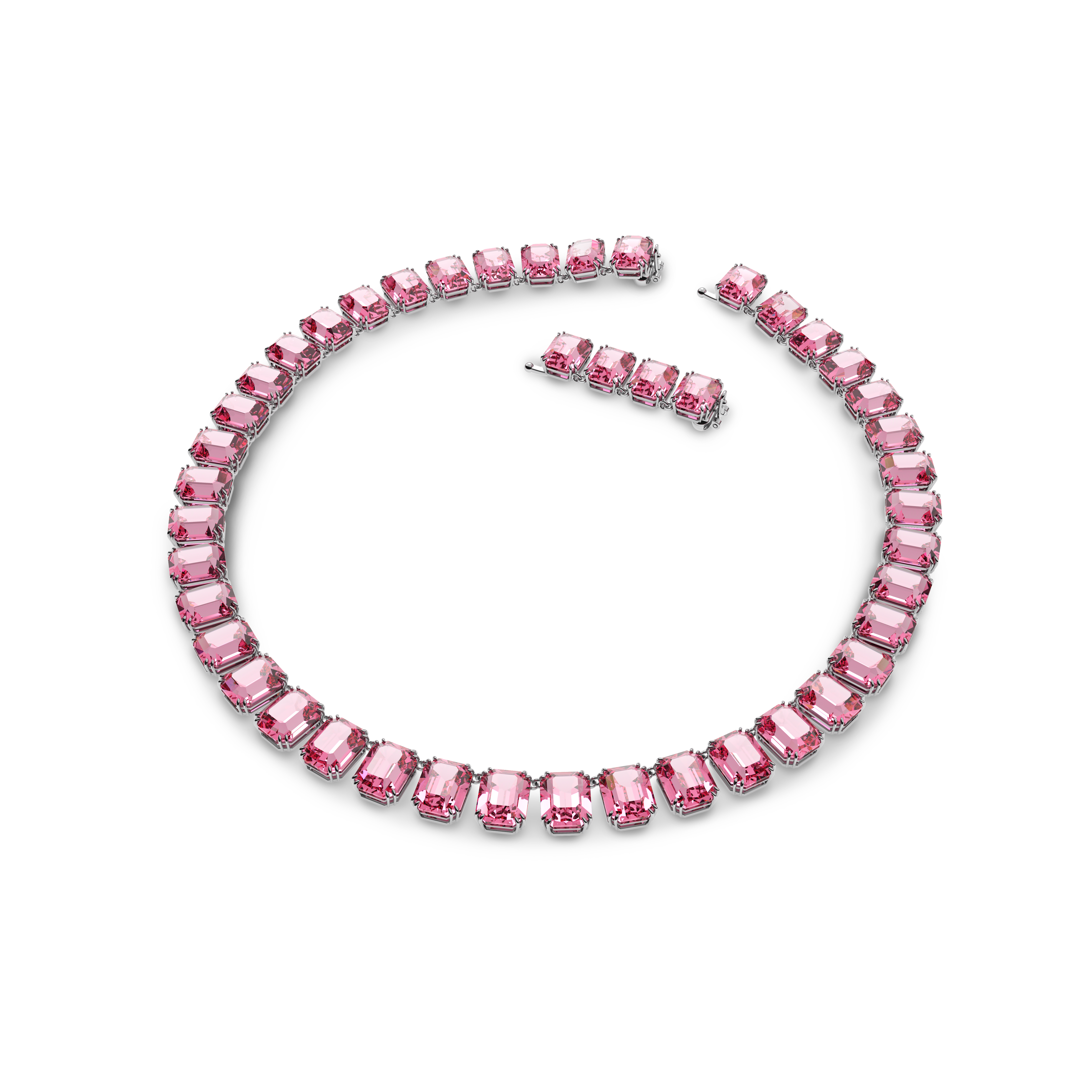 Millenia necklace, Octagon cut, Pink, Rhodium plated by SWAROVSKI