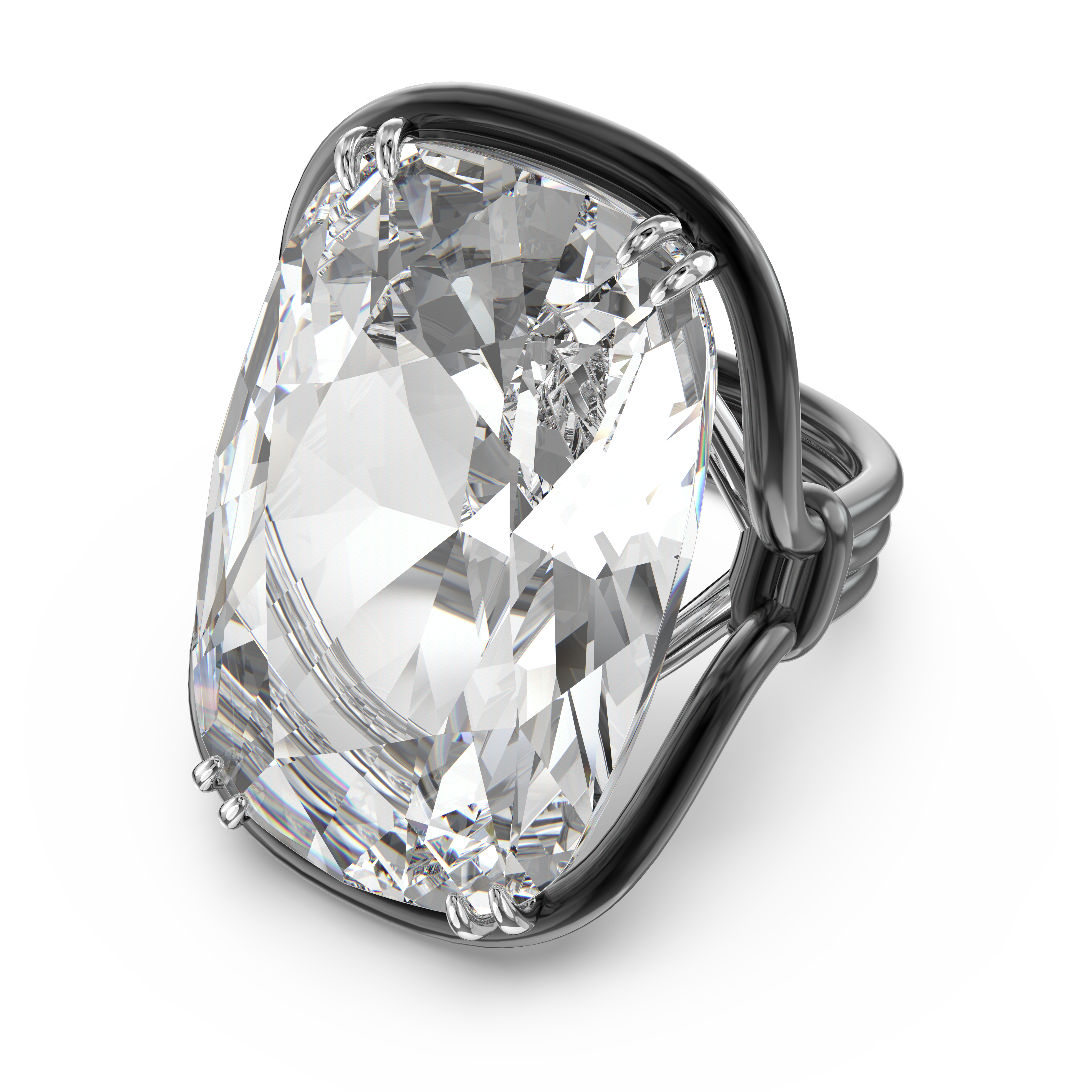 Harmonia cocktail ring, Oversized crystal, White