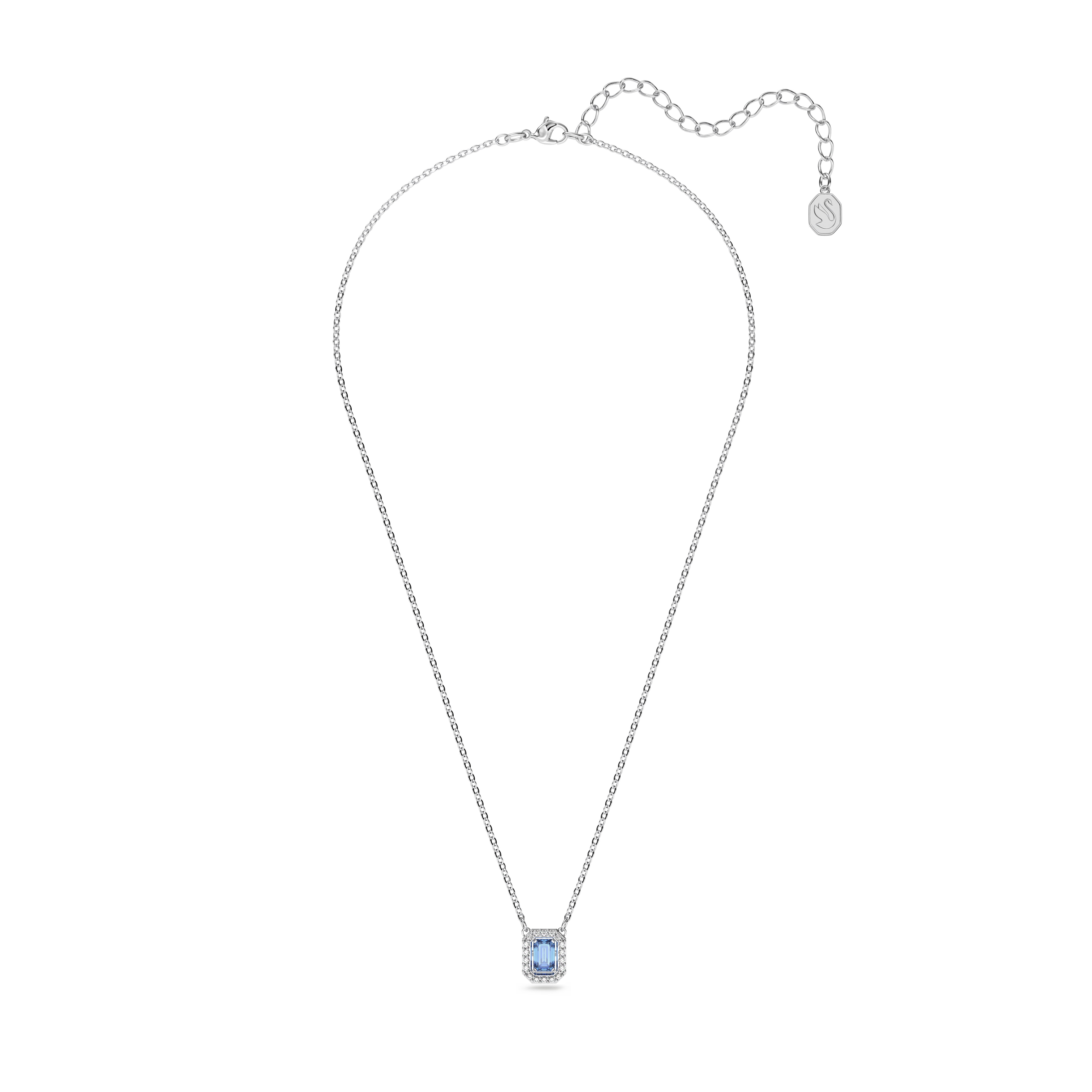 Millenia necklace, Octagon cut, Blue, Rhodium plated by SWAROVSKI