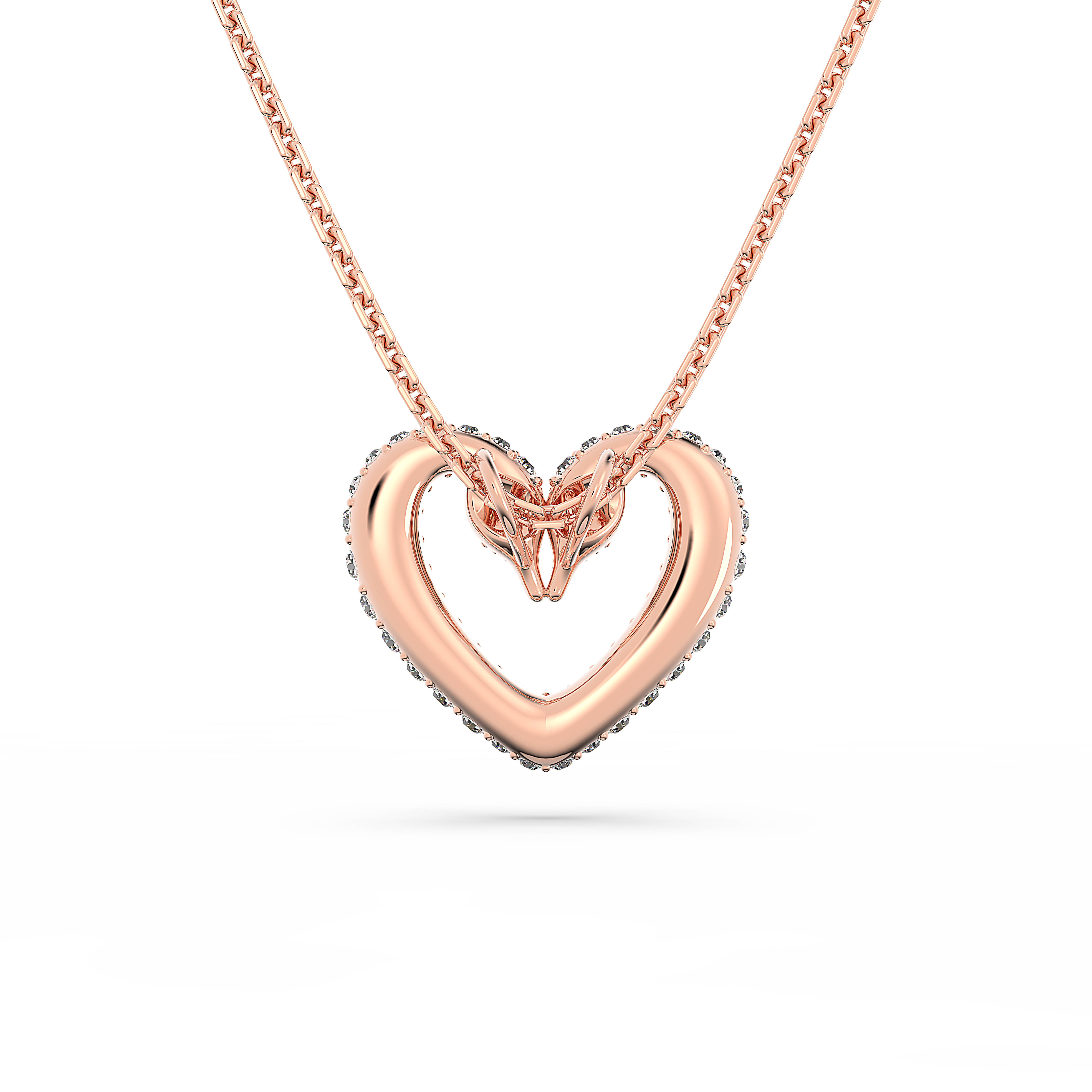 Una pendant, Heart, Medium, White, Rose gold-tone plated by SWAROVSKI