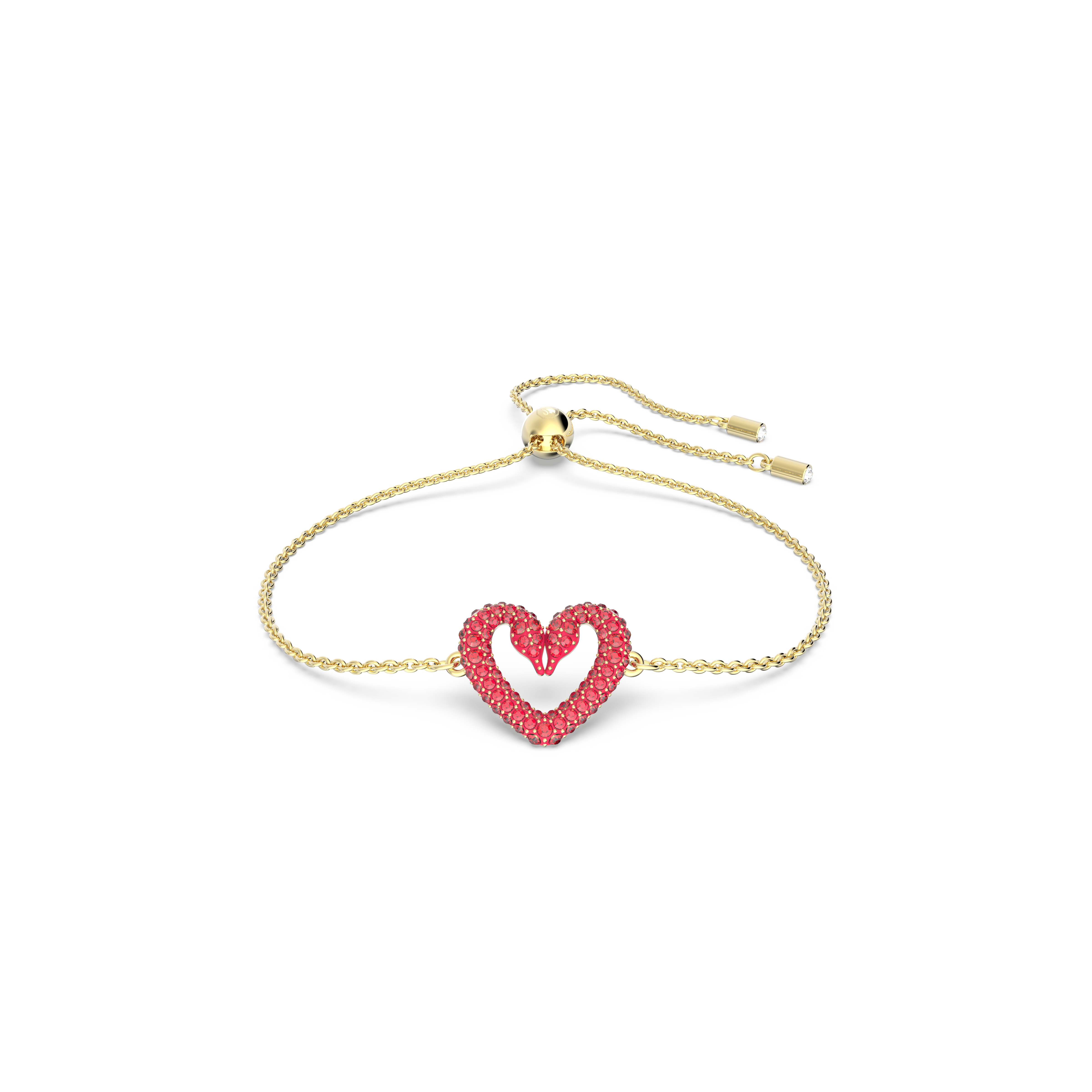 Una bracelet, Heart, Small, Red, Gold-tone plated by SWAROVSKI