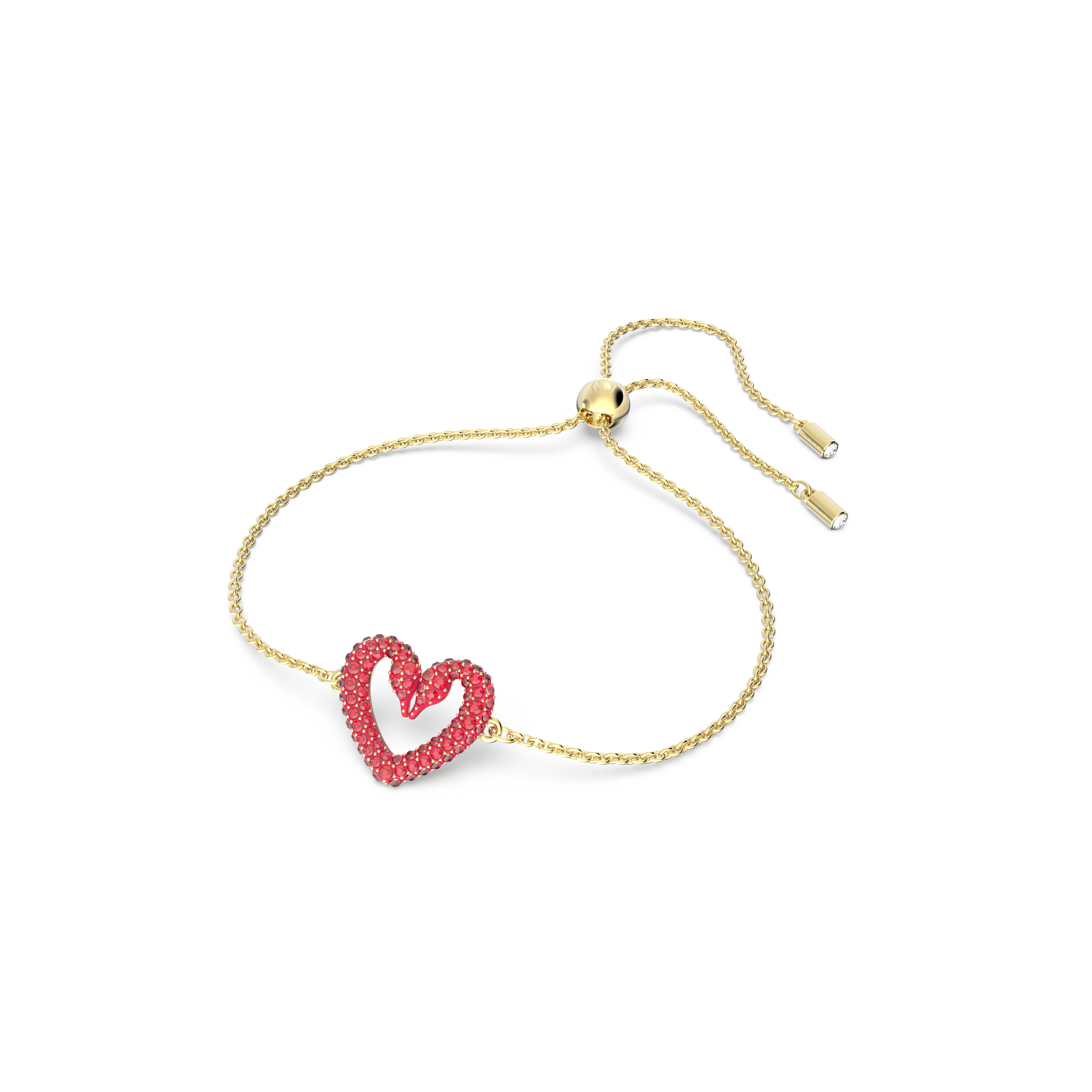 Una bracelet, Heart, Small, Red, Gold-tone plated by SWAROVSKI