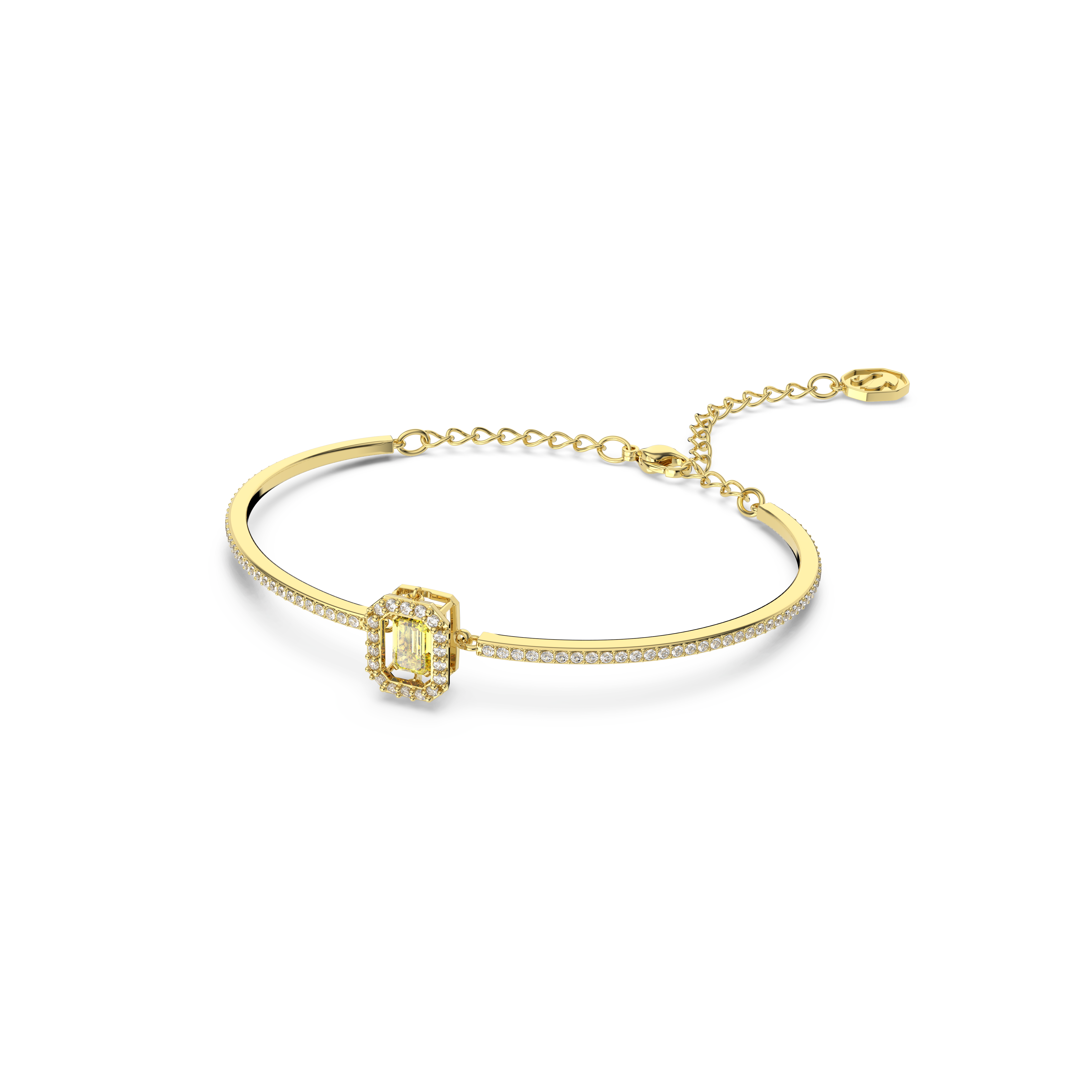Millenia bangle, Octagon cut, Pavé, Yellow, Gold-tone plated by SWAROVSKI