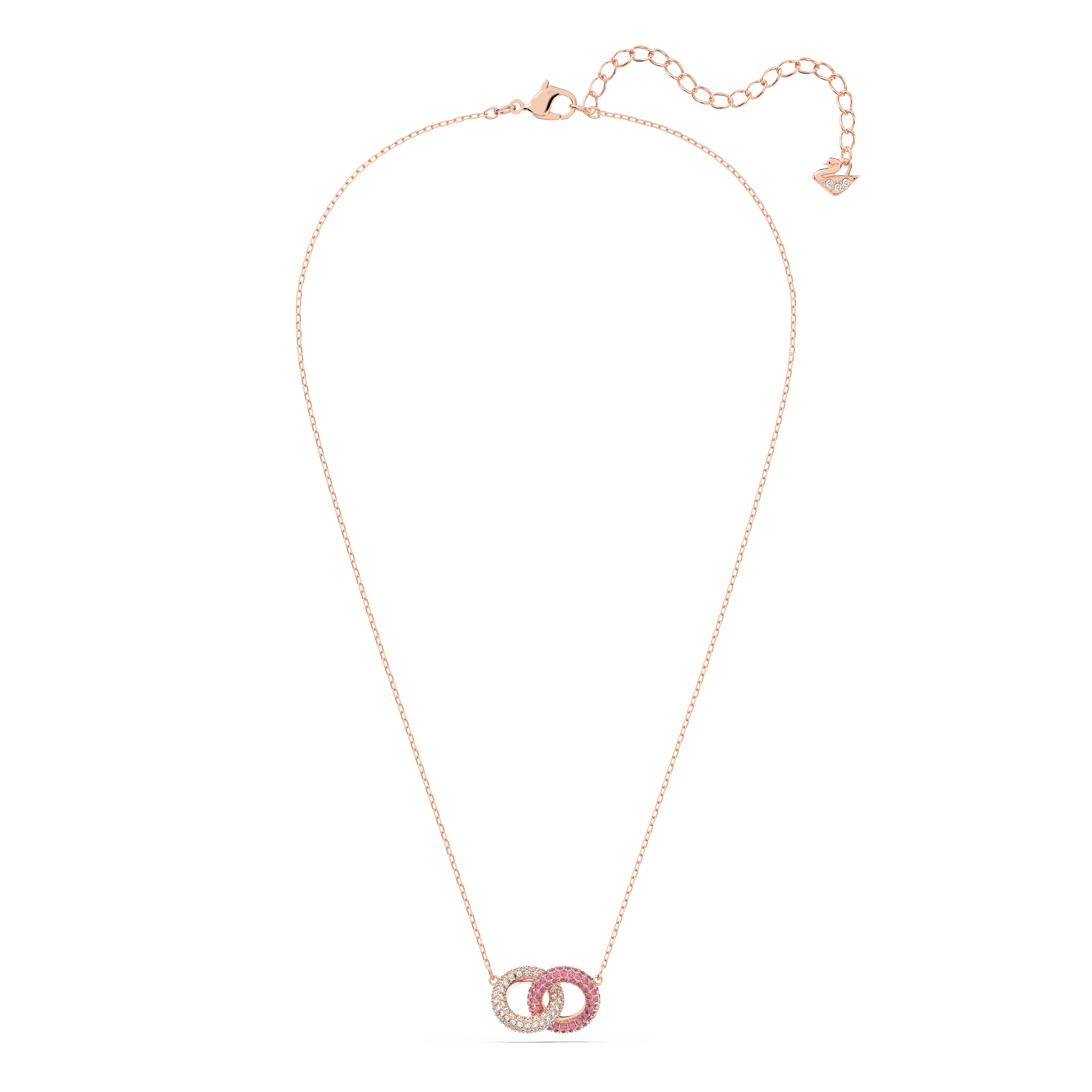 Stone necklace, Intertwined circles, Pink, Rose gold-tone plated by SWAROVSKI