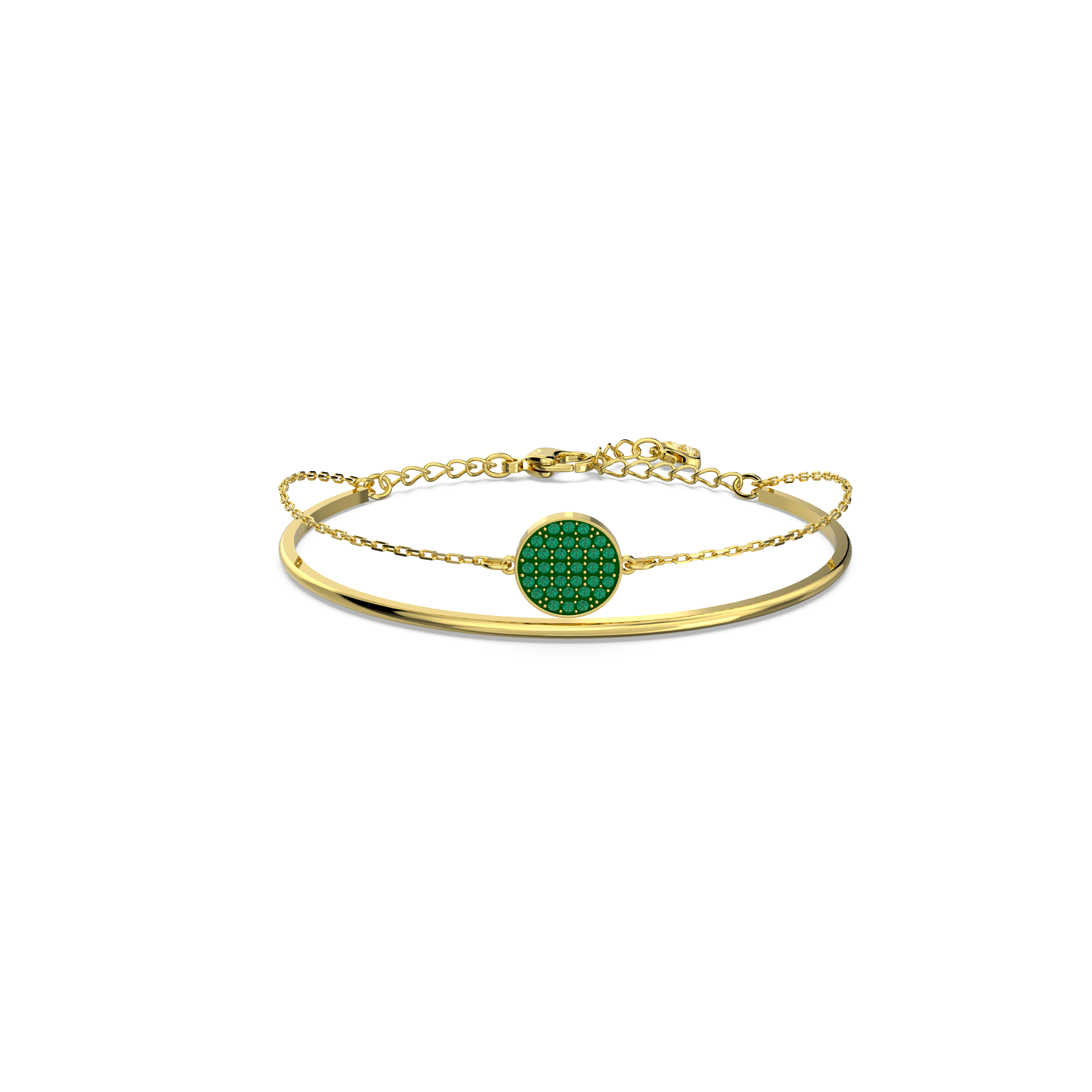 Ginger bangle, Green, Gold-tone plated by SWAROVSKI