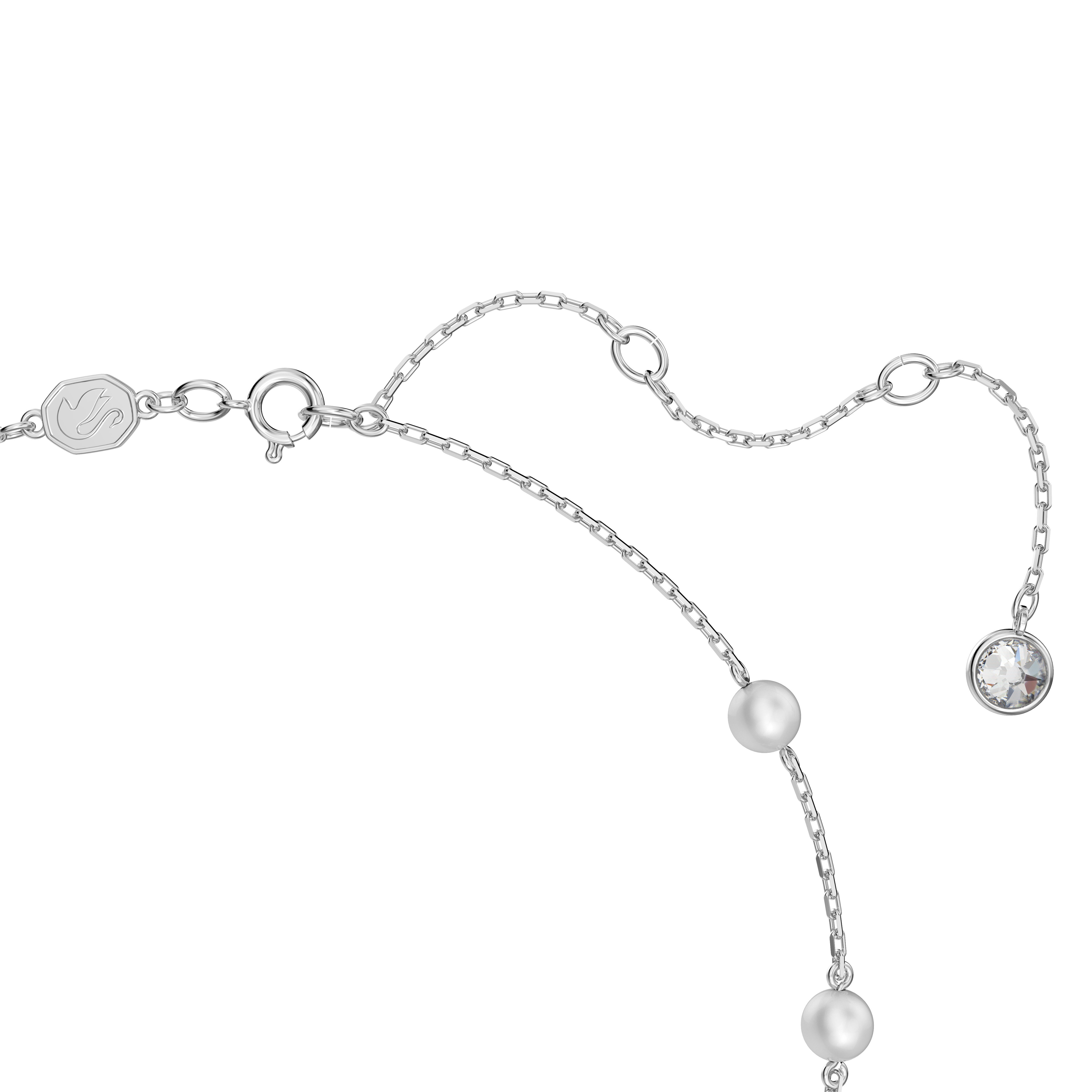 Stella necklace, Star, White, Rhodium plated by SWAROVSKI