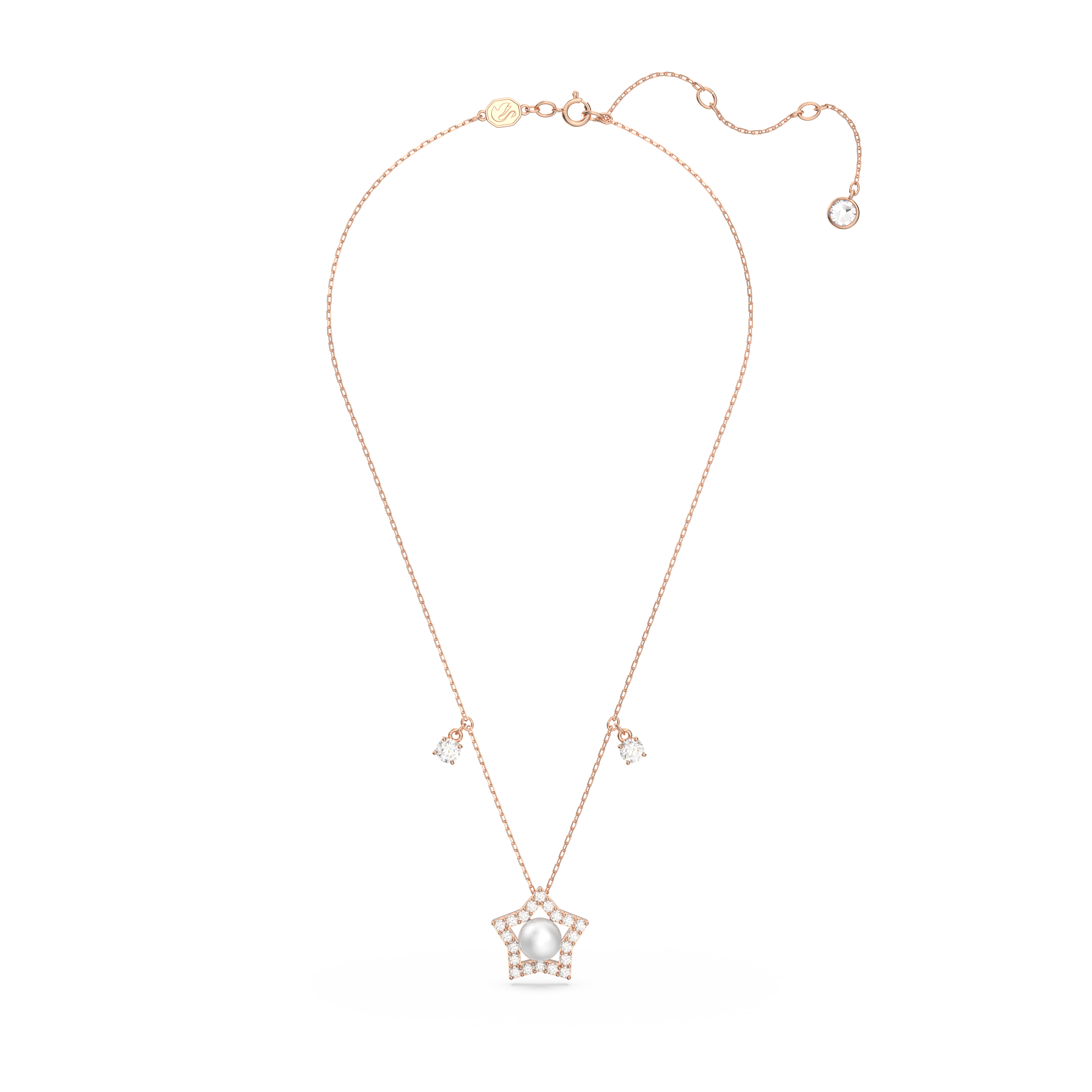 Stella necklace, Mixed cuts, Star, White, Rose gold-tone plated by SWAROVSKI