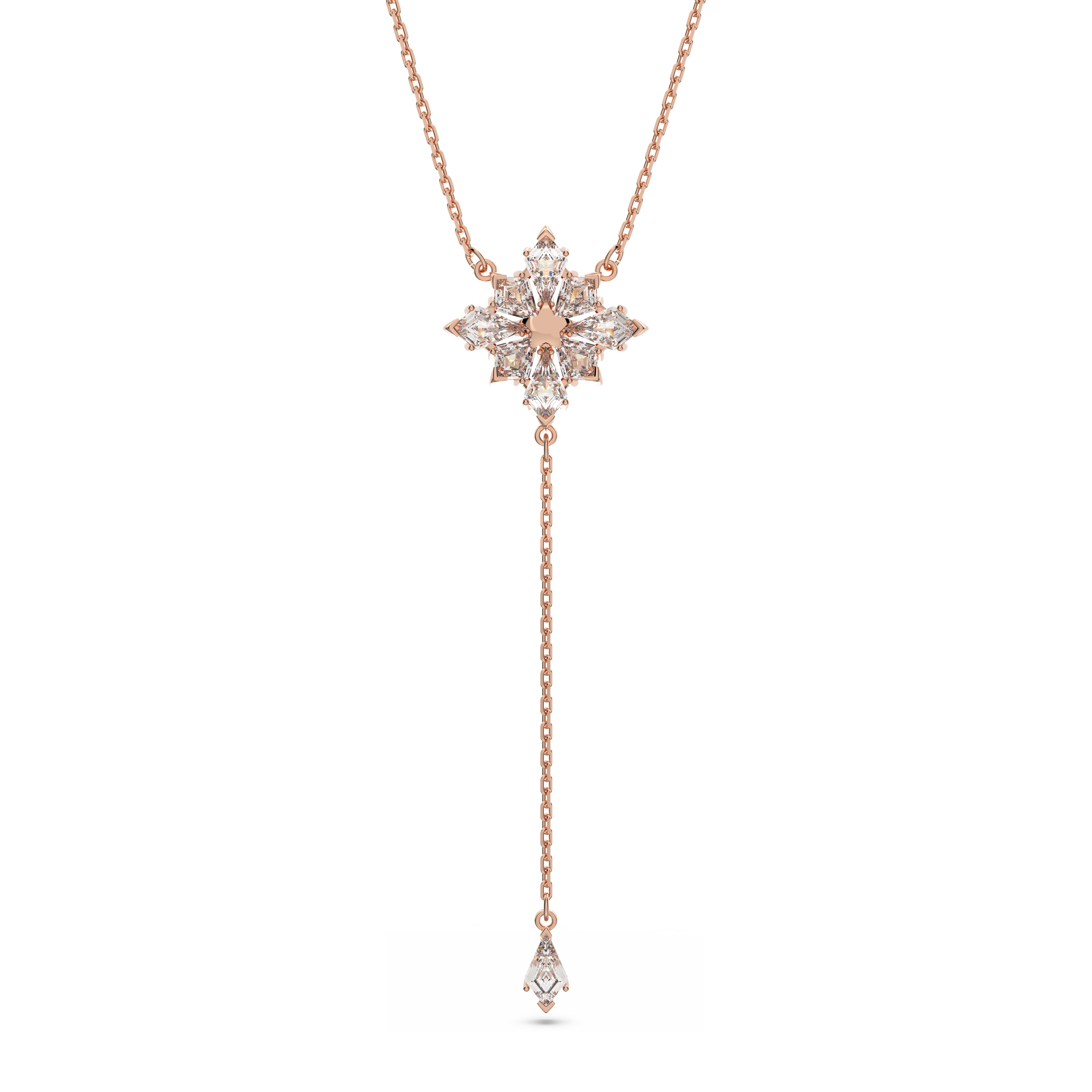 Stella Y necklace, Kite cut, Star, White, Rose gold-tone plated by SWAROVSKI