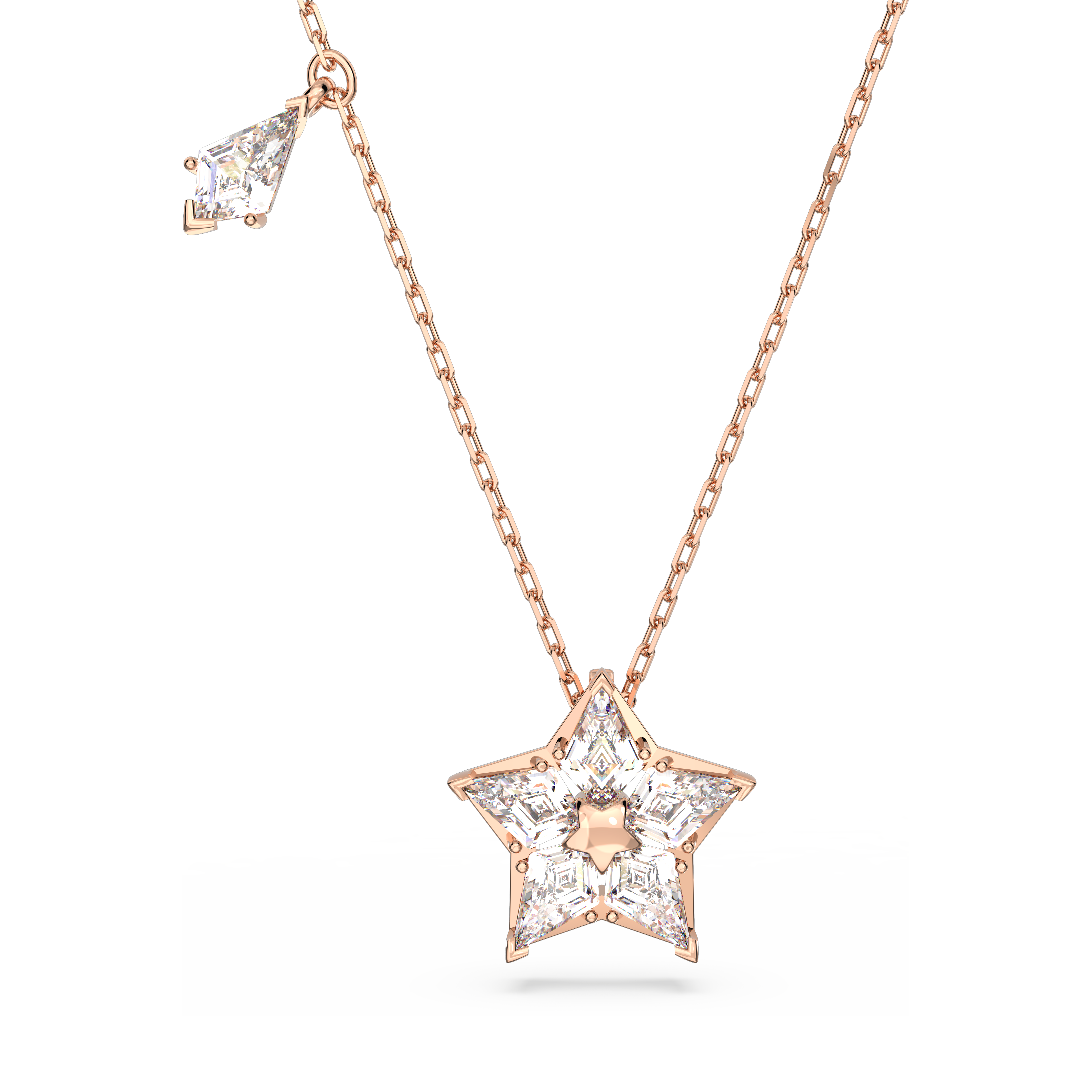 Stella pendant, Kite cut, Star, White, Rose gold-tone plated by SWAROVSKI