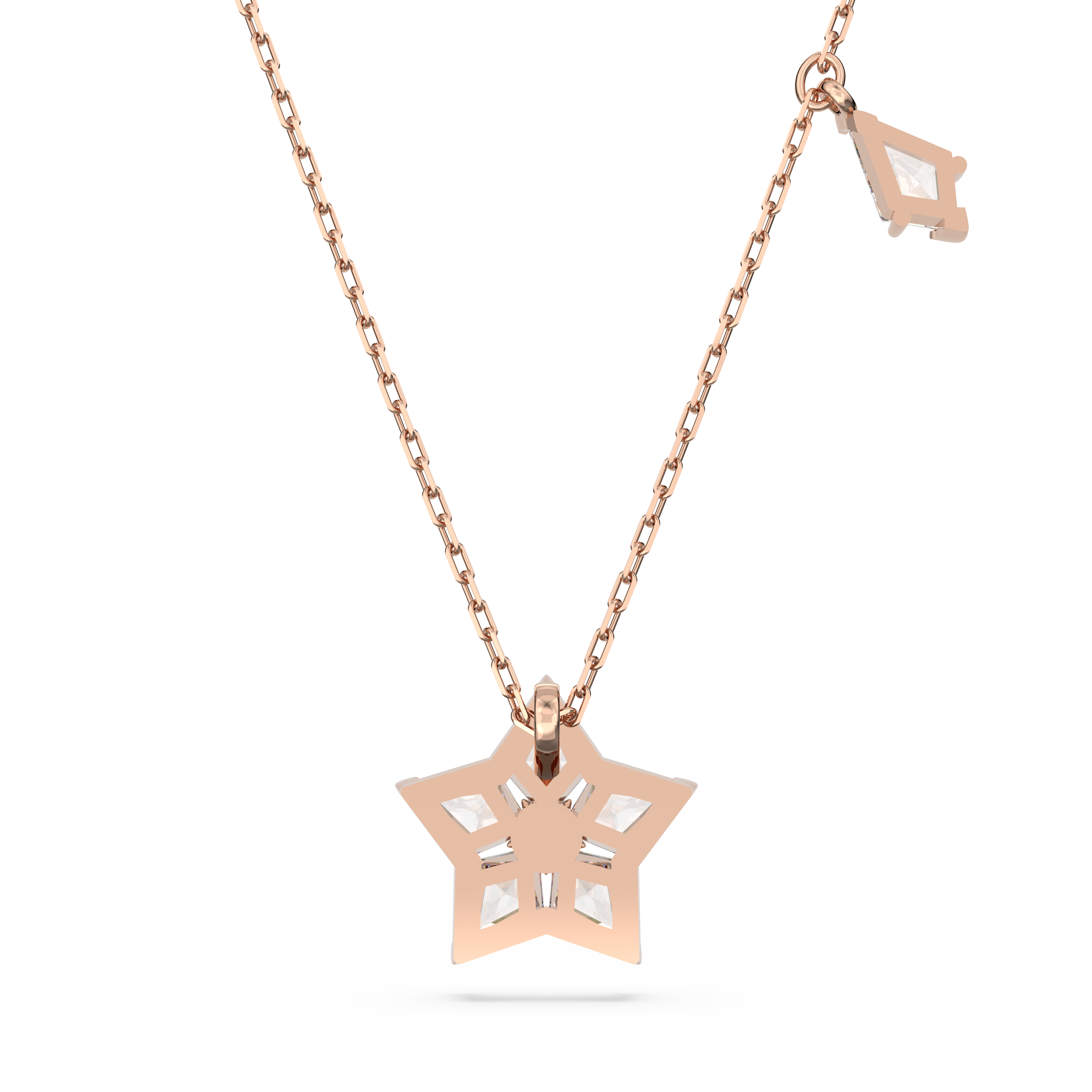 Stella pendant, Kite cut, Star, White, Rose gold-tone plated by SWAROVSKI