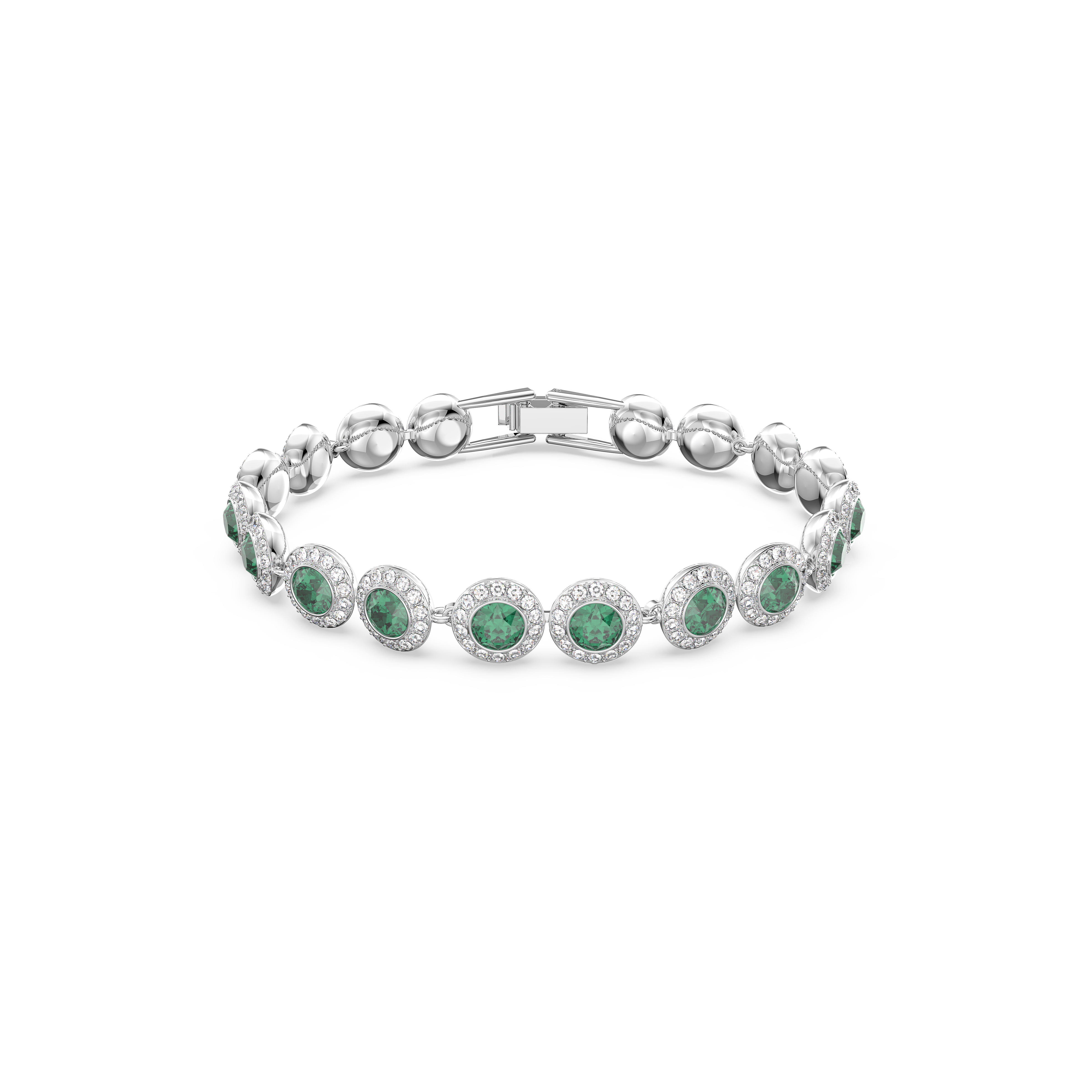 Angelic bracelet, Round cut, Pavé, Medium, Green, Rhodium plated by SWAROVSKI