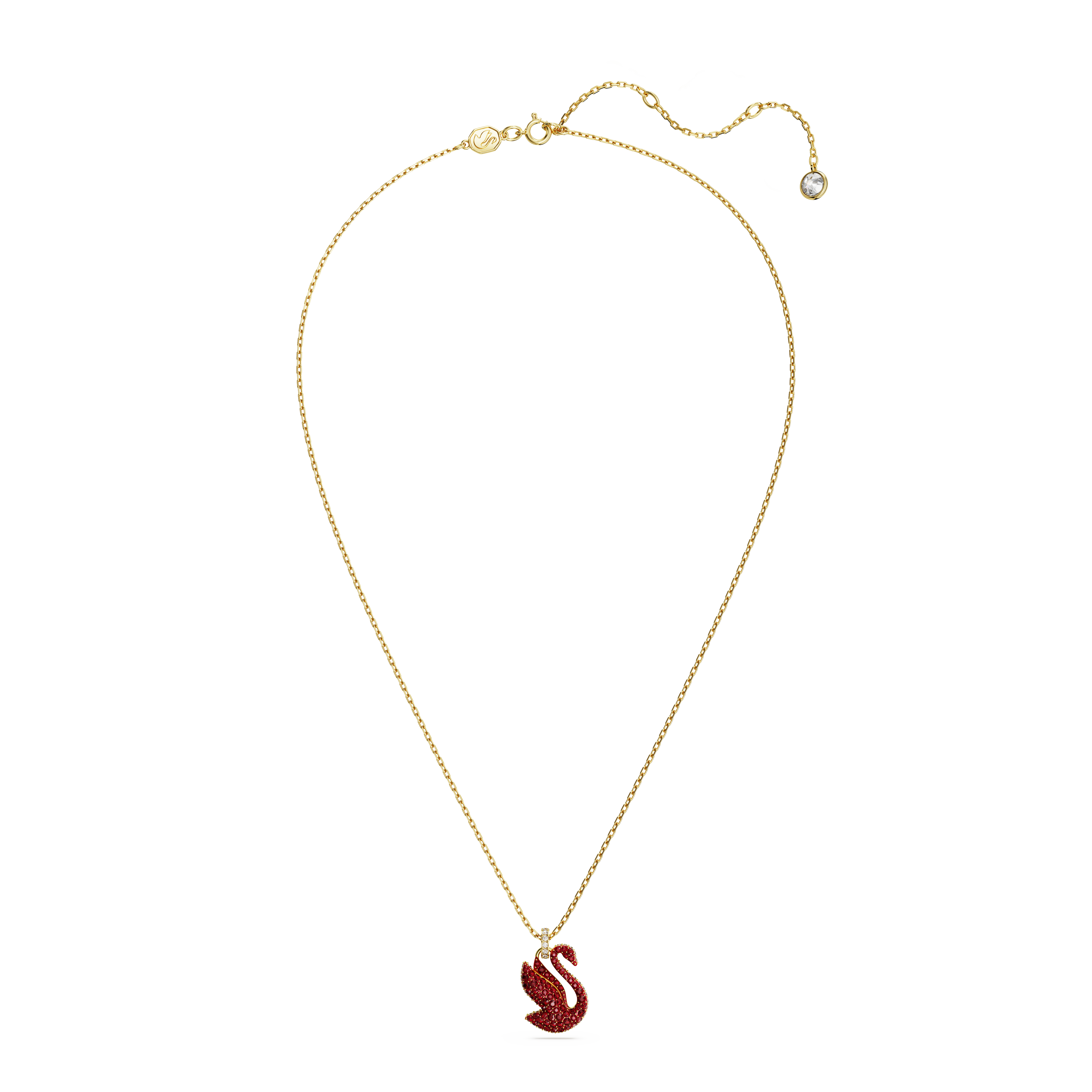 Swarovski Iconic Swan pendant, Swan, Medium, Red, Gold-tone plated by SWAROVSKI