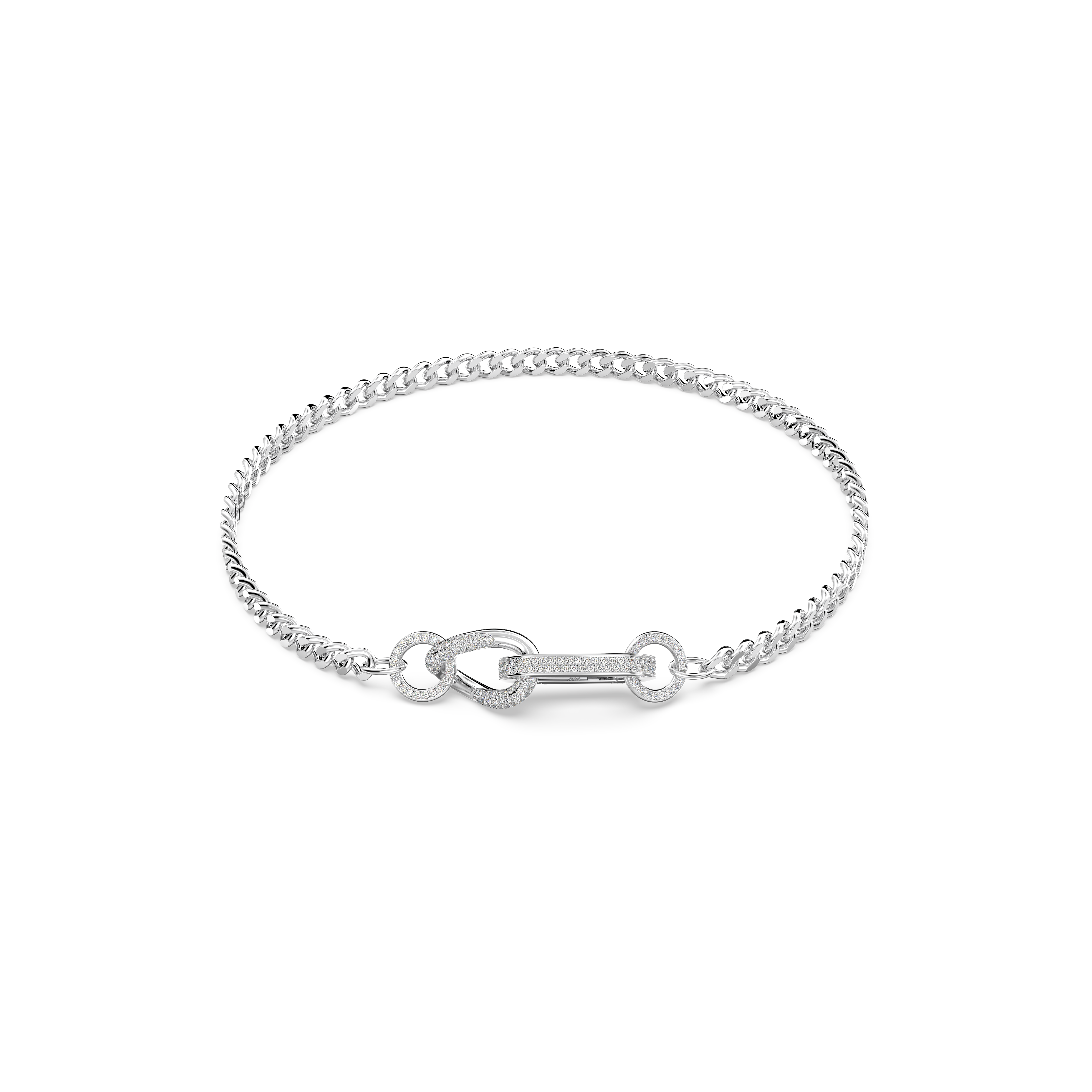 Dextera necklace, Pavé, Mixed links, White