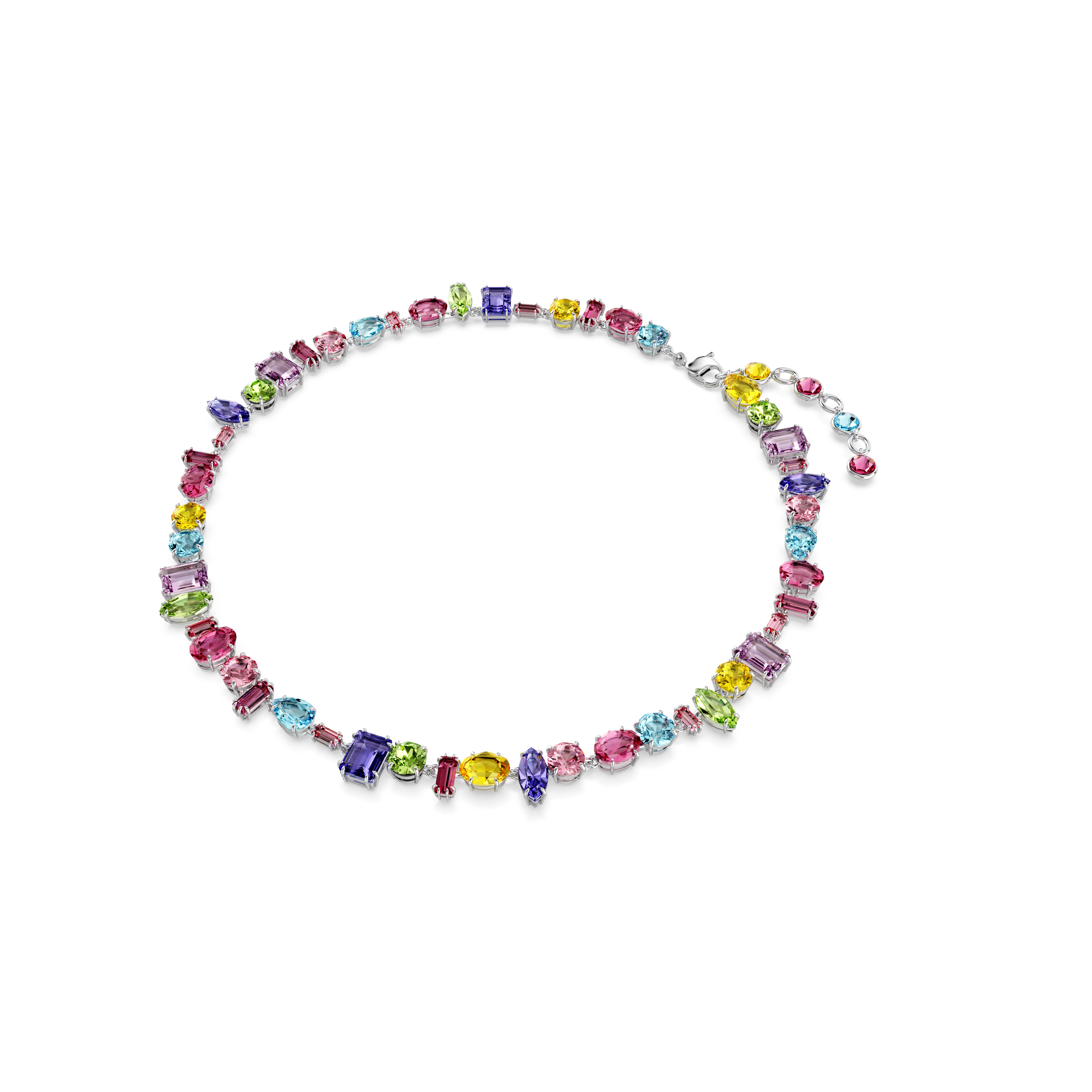 Gema necklace, Mixed cuts, Multicolored, Rhodium plated by SWAROVSKI