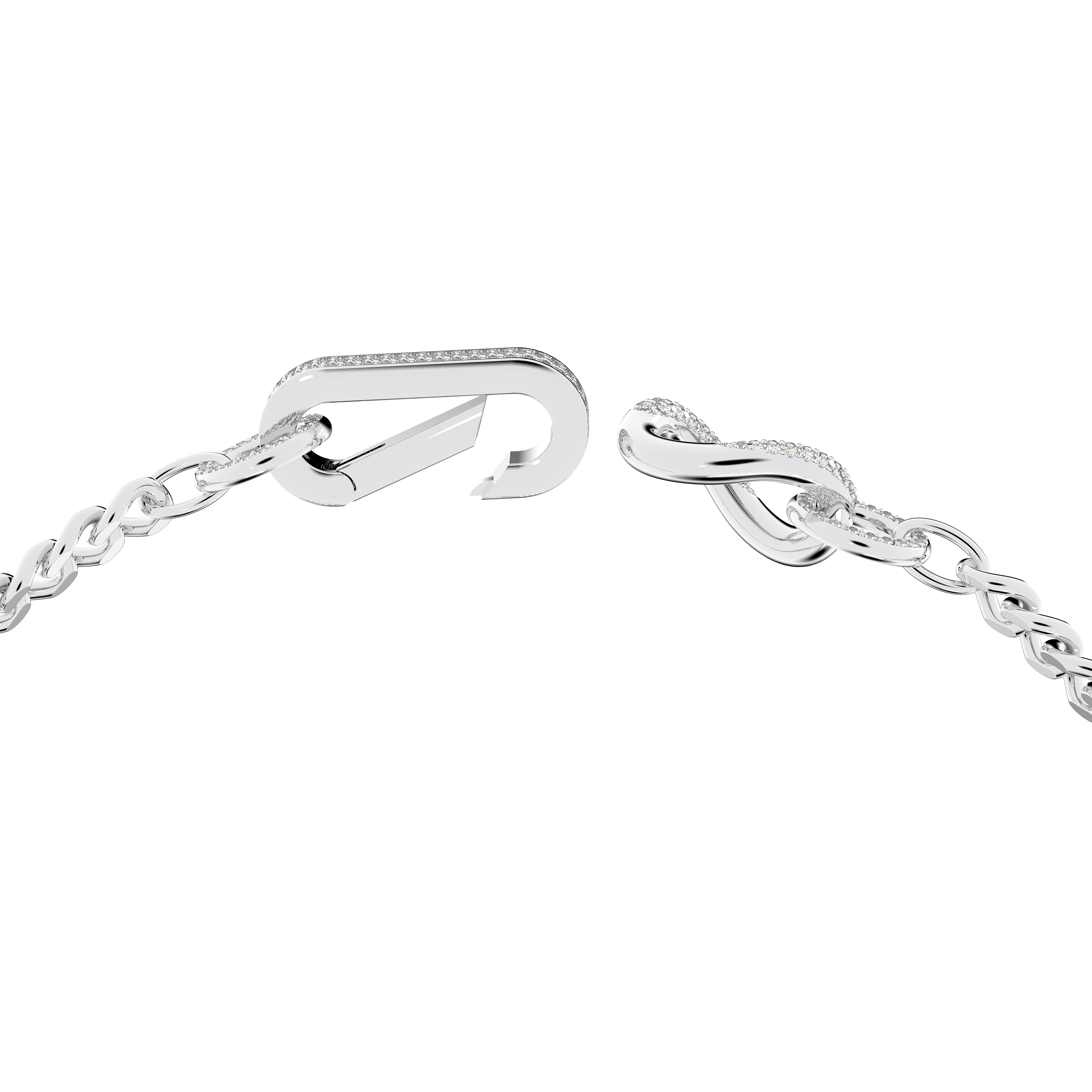 Dextera necklace, Pavé, Mixed links, White