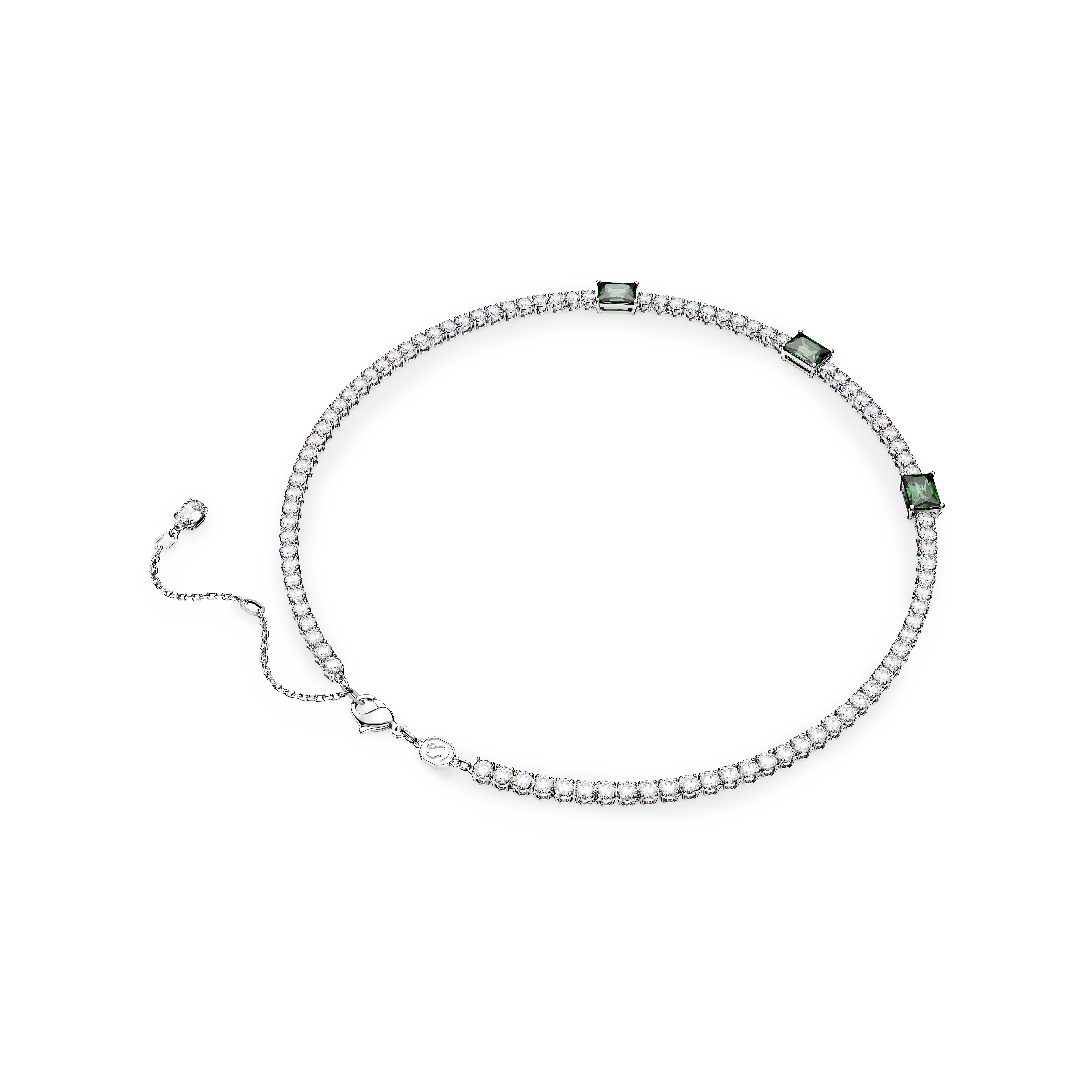Matrix Tennis necklace, Mixed cuts, Green, Rhodium plated by SWAROVSKI