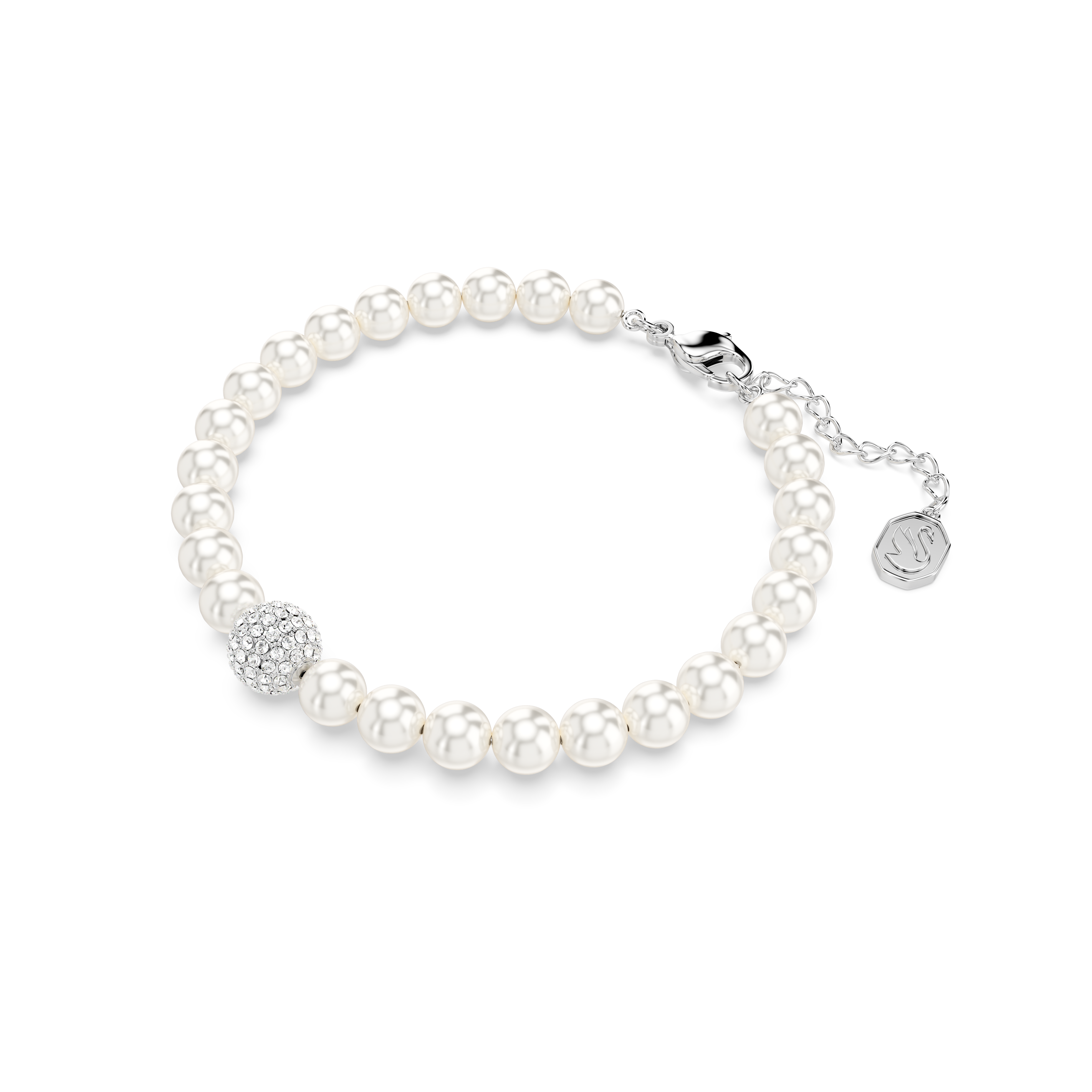 Swarovski Remix Collection strand, White, Rhodium plated by SWAROVSKI