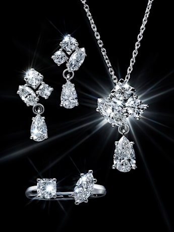 Laboratory Grown diamonds jewelry set with Necklace, Earrings and Ring