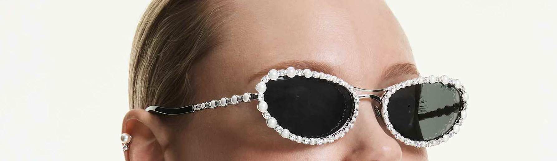 Silver Sunglasses for Men and Women with Crystals | Swarovski