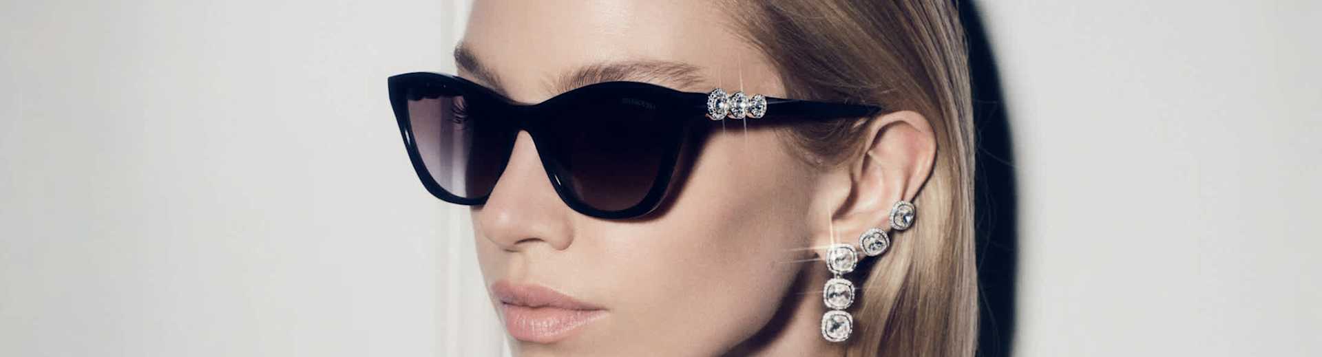 Black Sunglasses for Men and Women with Crystals | Swarovski