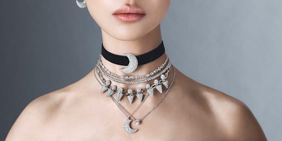 Square Shaped Flower Design Silver Choker - Necklaces - FOLKWAYS