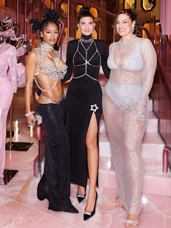 For The Swarovski X Skims Launch, We Couldnt Expect Anything Less Than Kim  Kardashian In A Sheer Swarovski Crystal Embellished Co-Ord Set