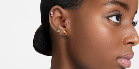 Shop Setting Sun  Gold Grand Swarovski Stud Earrings by ESME CRYSTALS at  House of Designers  HOUSE OF DESIGNERS