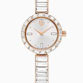 Dextera hoop earrings, Pavé, Small, White, Rose gold-tone plated
