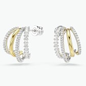 Dextera hoop earrings, Pavé, Small, White, Rose gold-tone plated