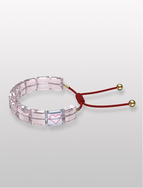 Letra Bracelet, Heart, Pink, Gold-tone plated