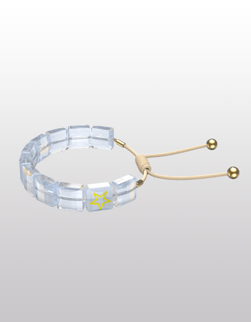 Letra bracelet, Moon, White, Gold-tone plated