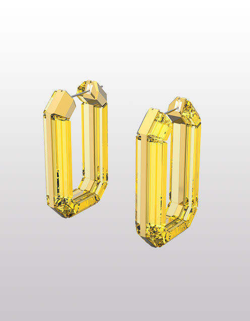Lucent hoop earrings, Yellow, Rhodium plated