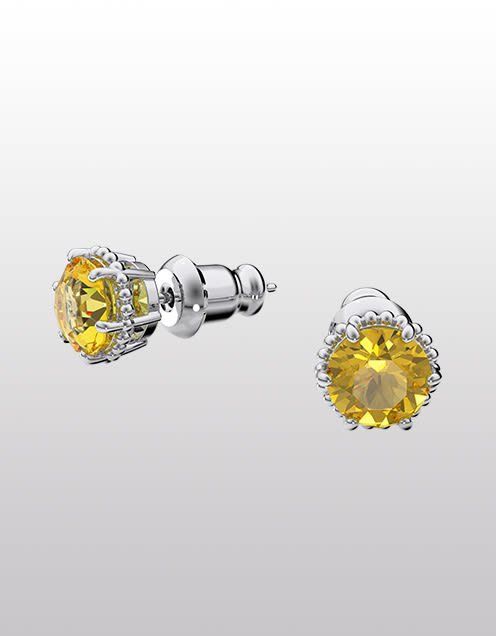 Birthstone Earrings, Yellow, Rhodium plated