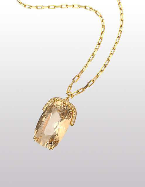 Harmonia pendant, Oversized crystal, Yellow