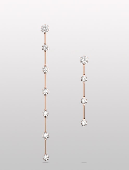 Constella earrings, Asymmetrical, White, Rose gold-tone plated