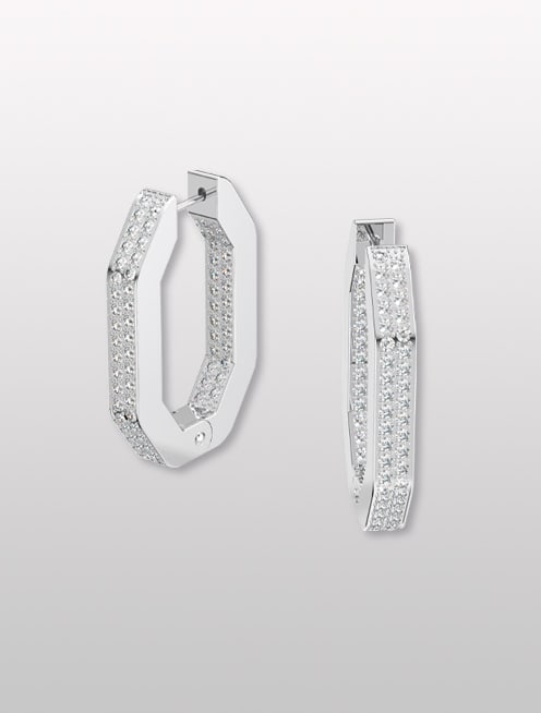 Dextera hoop earrings, Octagonal, White