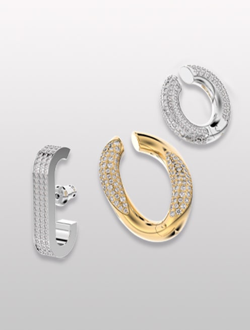 Dextera ear cuff, White, Mixed metal finish