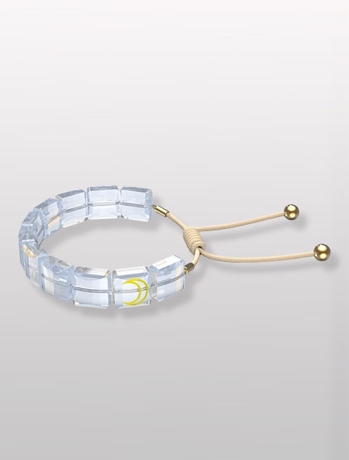 Letra bracelet, Moon, White, Gold-tone plated