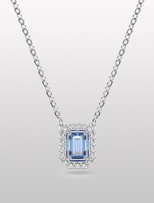 Millenia Necklace, Octagon cut Swarovski Zirconia, Blue