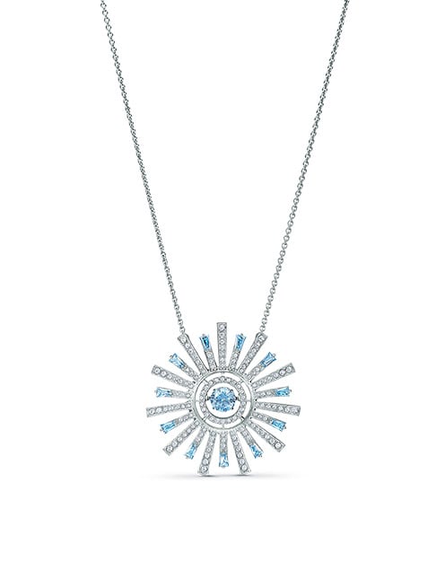 Sunshine Necklace, Blue, Rhodium plated
