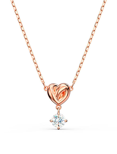 Lifelong Heart pendant, Heart, White, Rose gold-tone plated
