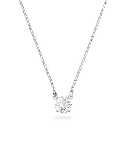 Attract necklace, Round, White, Rhodium plated