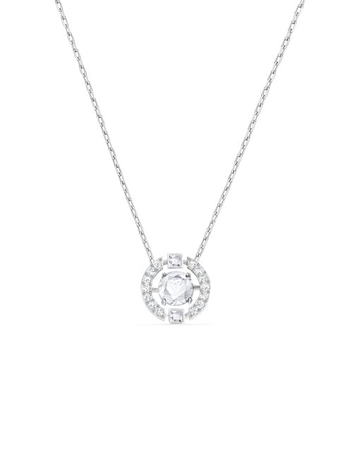 Swarovski Sparkling Dance necklace, Round, White, Rhodium plated
