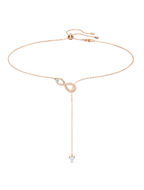 Swarovski Infinity Y necklace, Infinity, White, Rose gold-tone plated