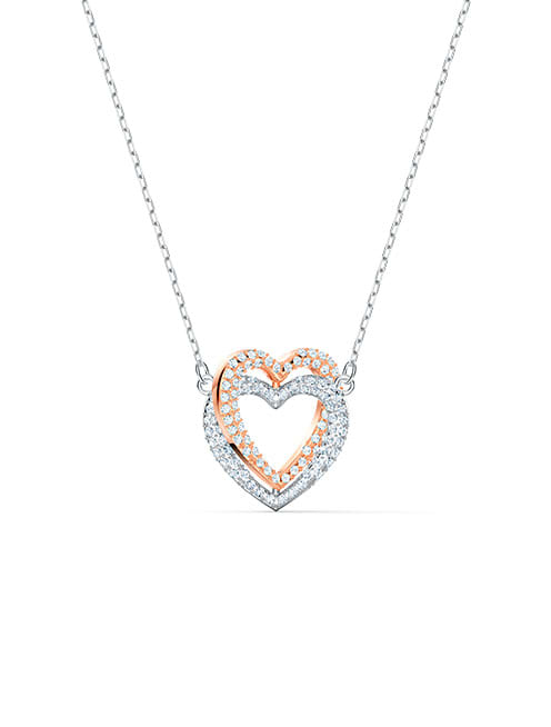 Swarovski Infinity necklace, Heart, White, Mixed metal finish